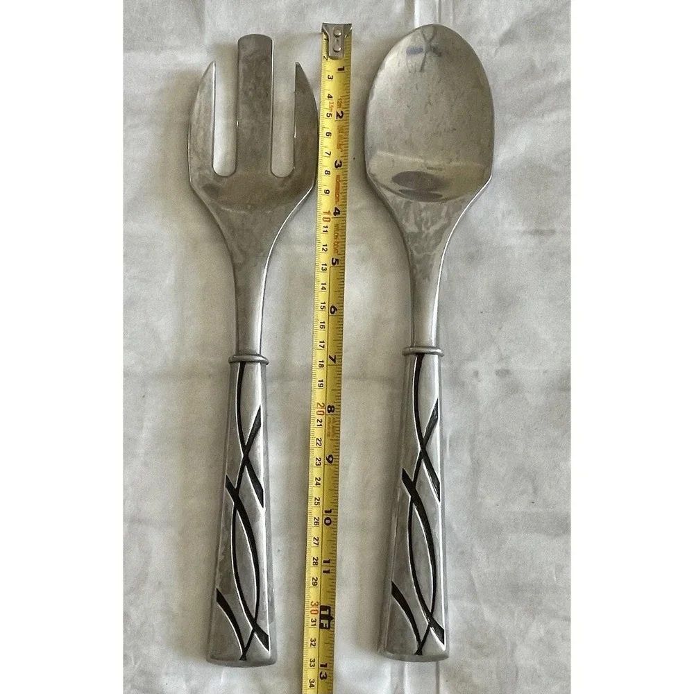 Lenox Vibe Hollowware Spoon Fork Serving Set Ornate Stainless‎ Steel 13